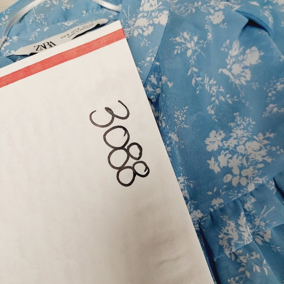 ZARA Women’s Blue Floral Sheer Long Sleeve Button Front Blouse P3088 - Picture 8 of 8